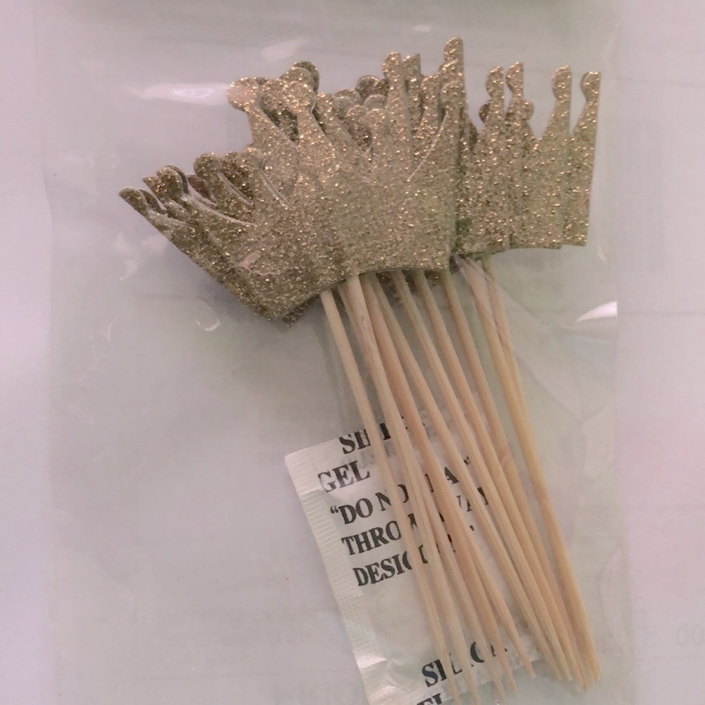 Cake toppers crown gold glitter cake decor toppers 12pc pack